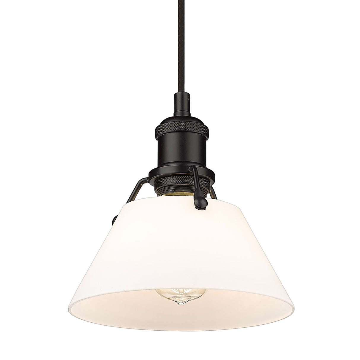 Orwell BLK Small Pendant in Matte Black with Opal Glass Shade