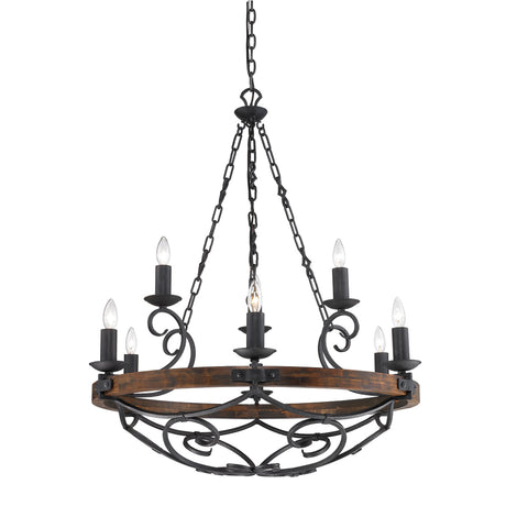 Madera 2 Tier - 9-Light Chandelier in Black Iron
