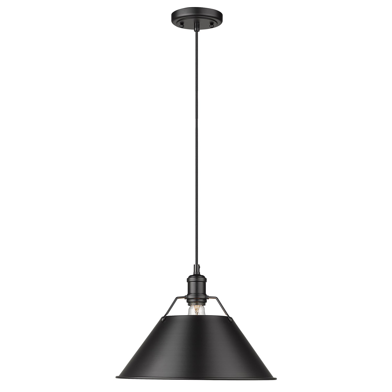 Orwell BLK 1 Light Pendant - 14" in Matte Black with Matte Black Shade