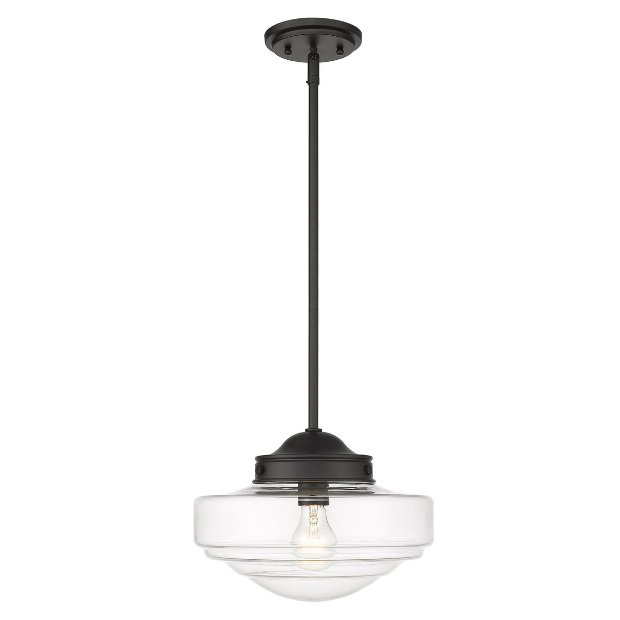 Ingalls Medium Pendant in Matte Black with Clear Glass Shade