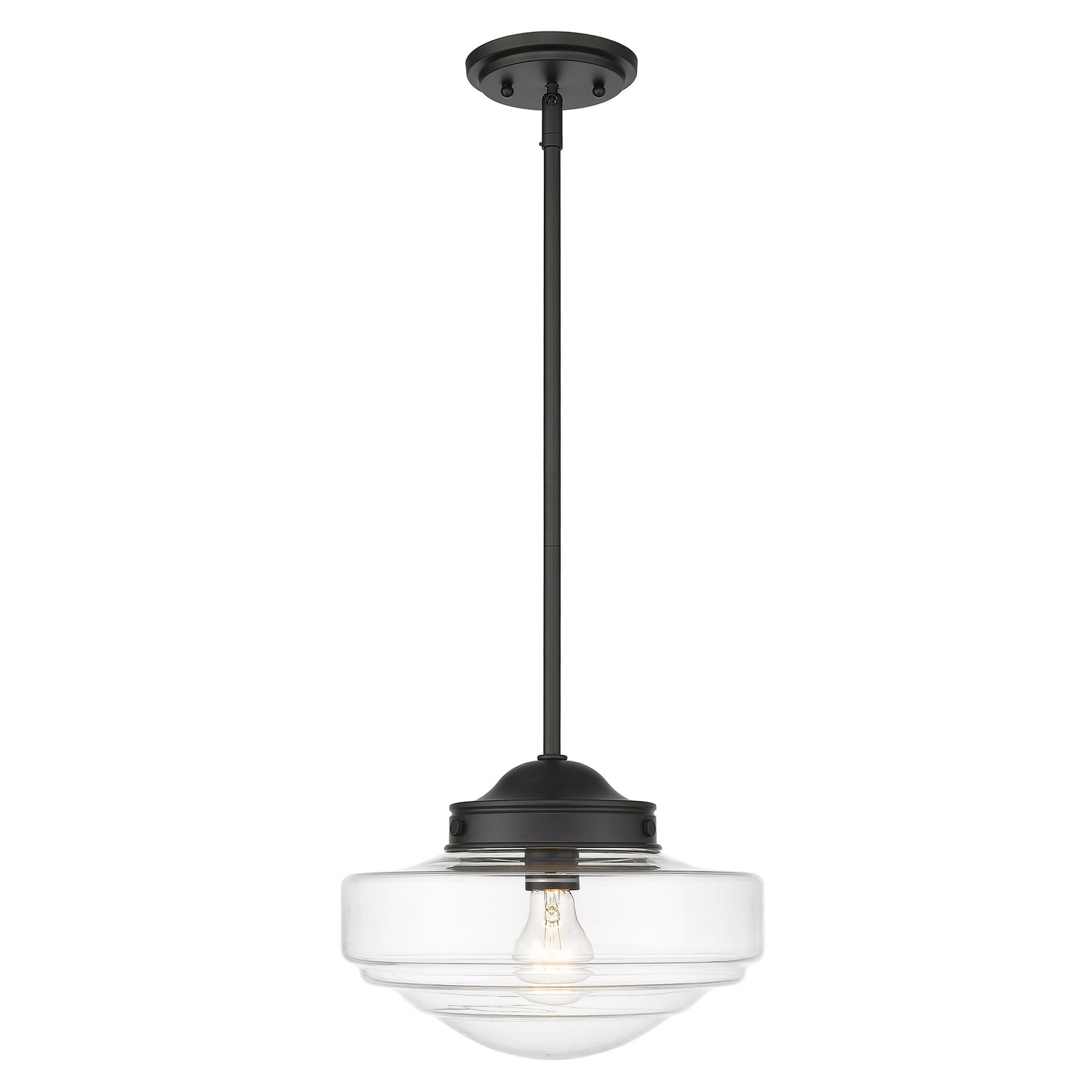 Ingalls Medium Pendant in Matte Black with Clear Glass Shade