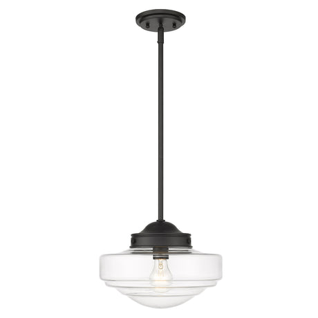 Ingalls Medium Pendant in Matte Black with Clear Glass Shade