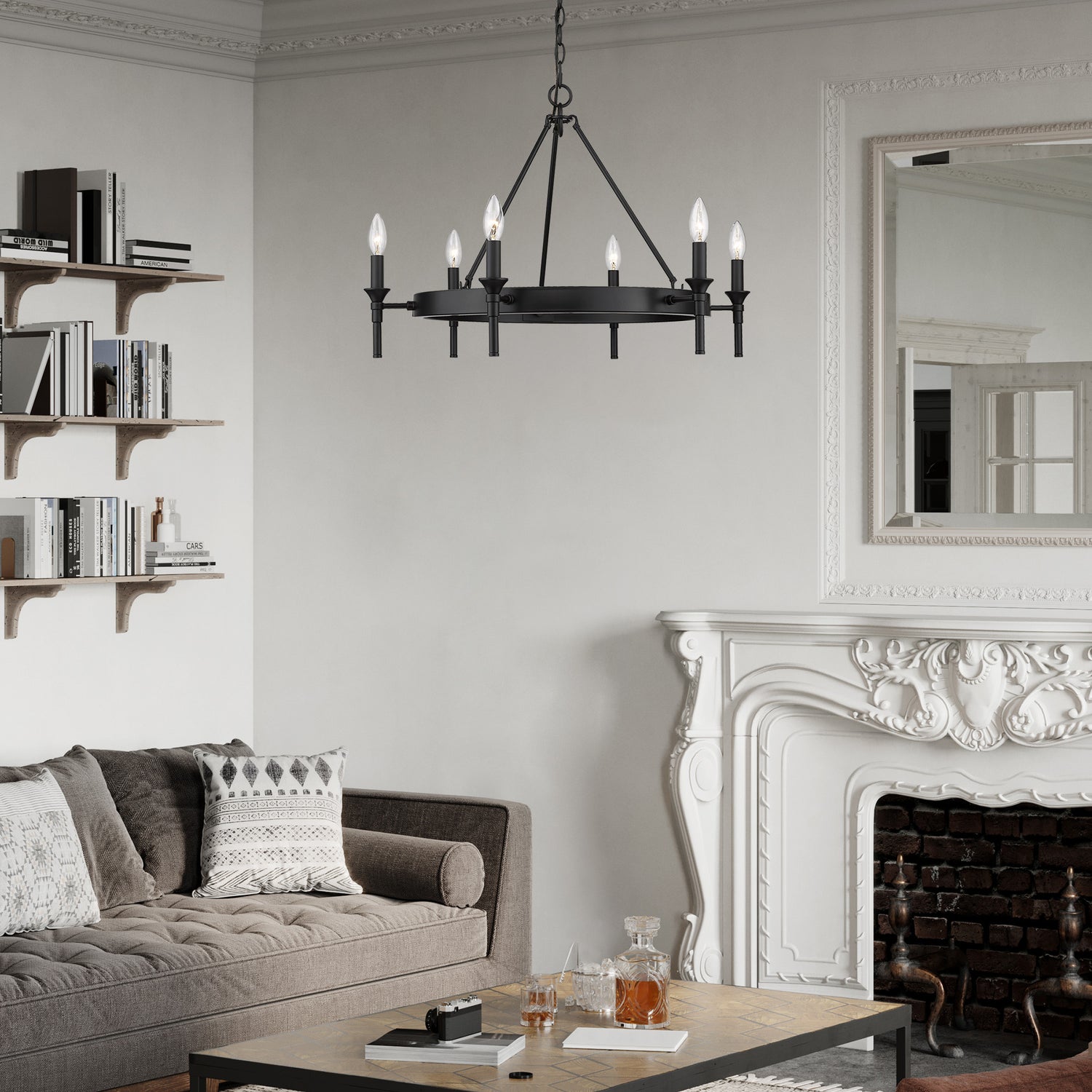 Edinburgh 6 Light Chandelier in Matte Black