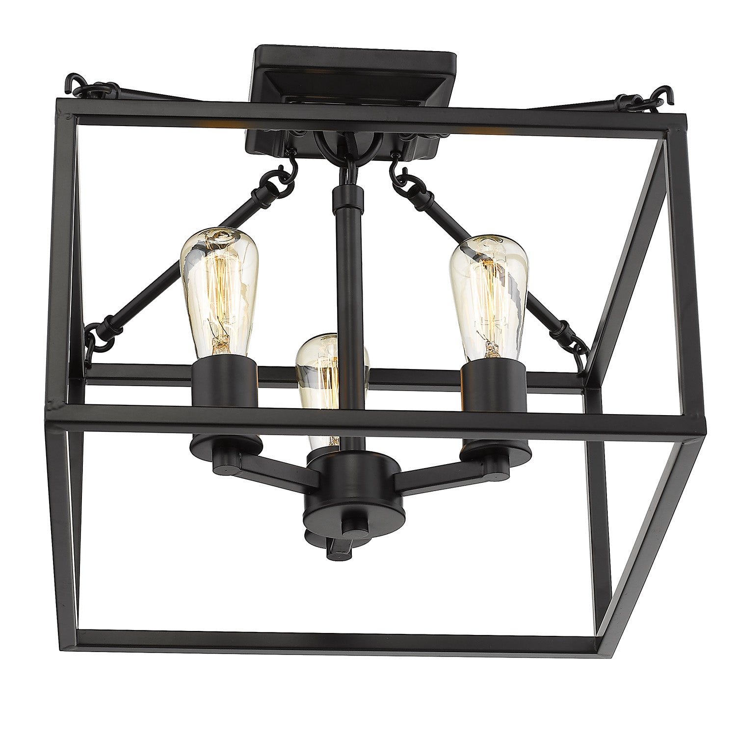 Wesson 3-Light Semi-Flush Mount in Black