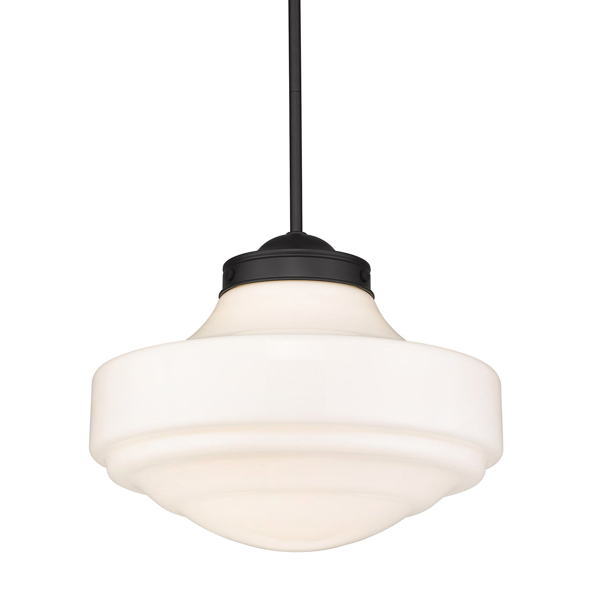 Ingalls Large Pendant in Matte Black with Vintage Milk Glass Shade