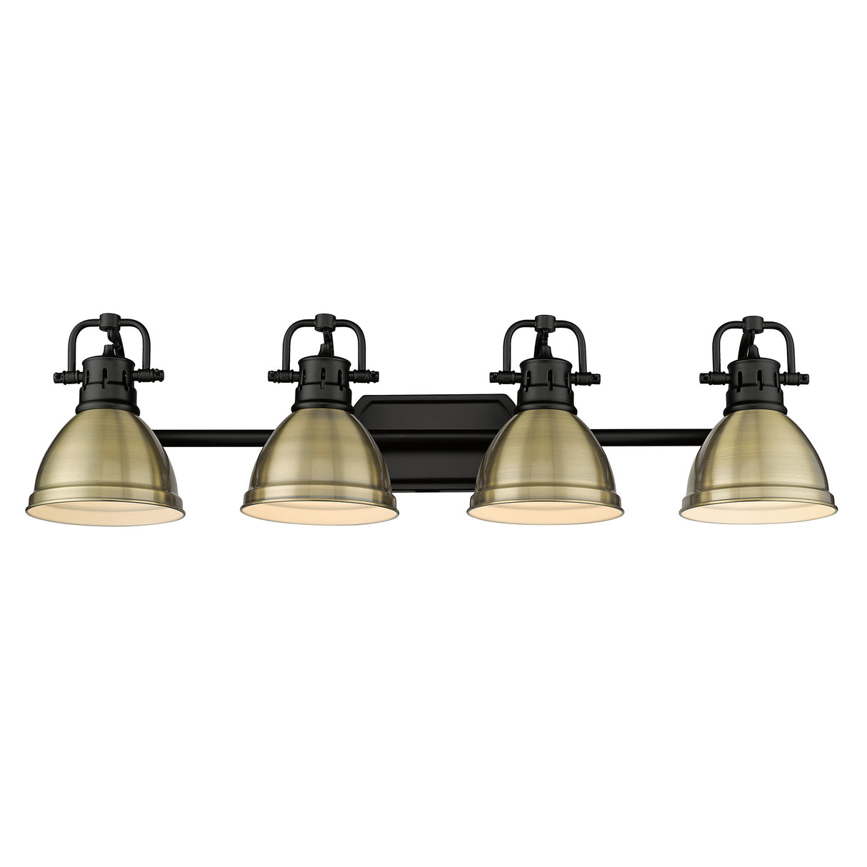Duncan BLK 4 Light Bath Vanity in Matte Black with Aged Brass Shade