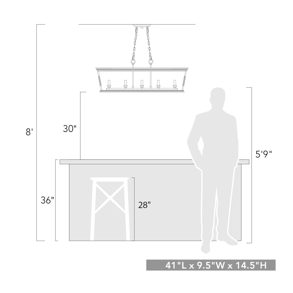 Davenport 5 Light Linear Pendant in Etruscan Bronze
