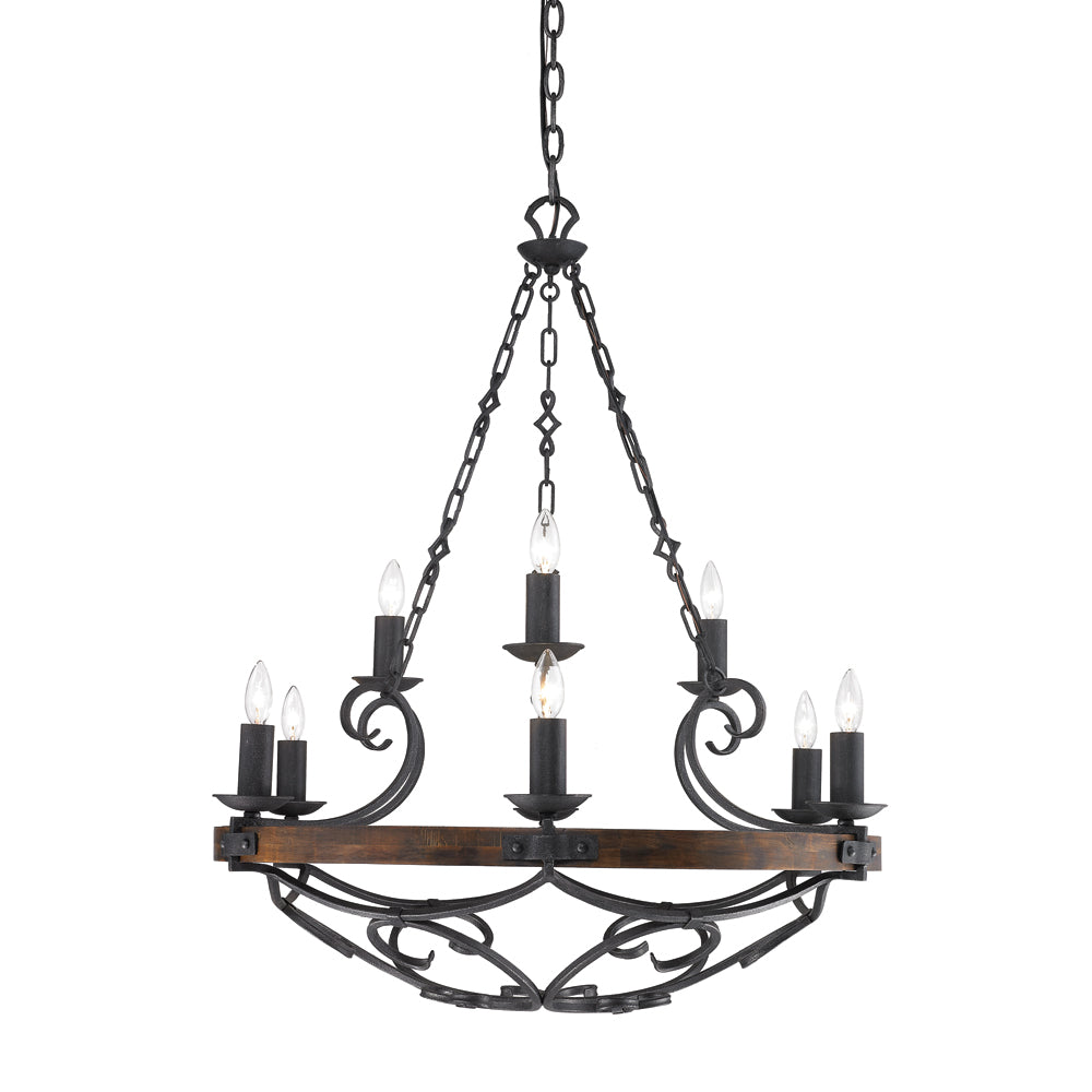 Madera 2 Tier - 9-Light Chandelier in Black Iron