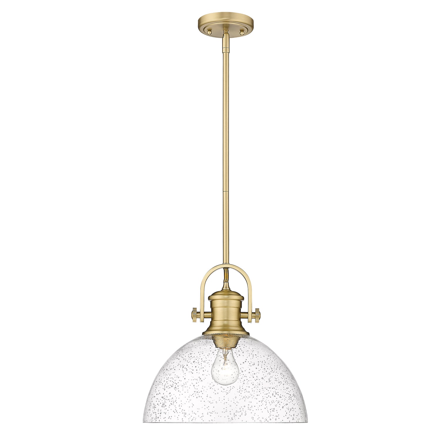Hines Large Pendant in Brushed Champagne Bronze with Seeded Glass Shades