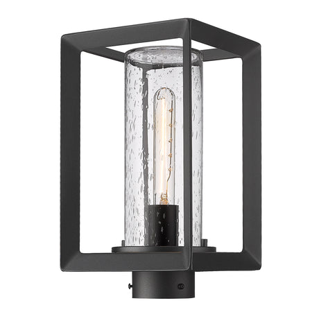 Smyth NB Post Mount - Outdoor in Natural Black with Seeded Glass Shade