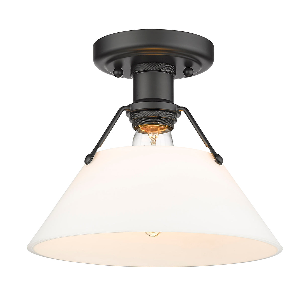 Orwell BLK Flush Mount in Matte Black with Opal Glass Shade