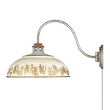 Kinsley 1 Light Articulating Wall Sconce in Aged Galvanized Steel with Antique Ivory Shade