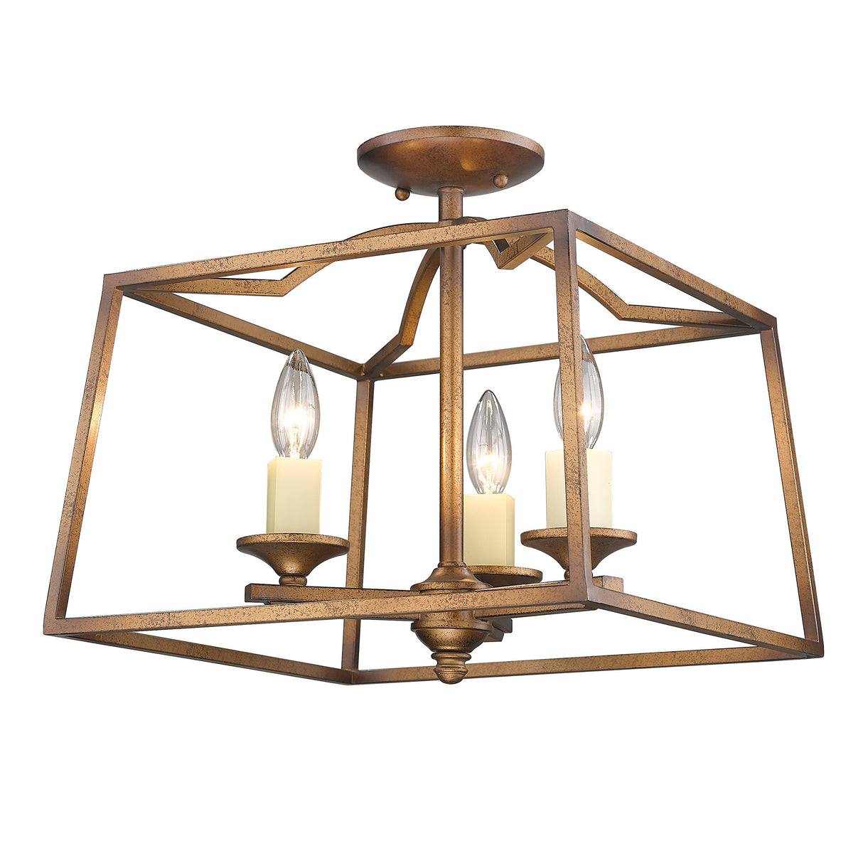 Athena 3 Light Semi-Flush in Grecian Gold