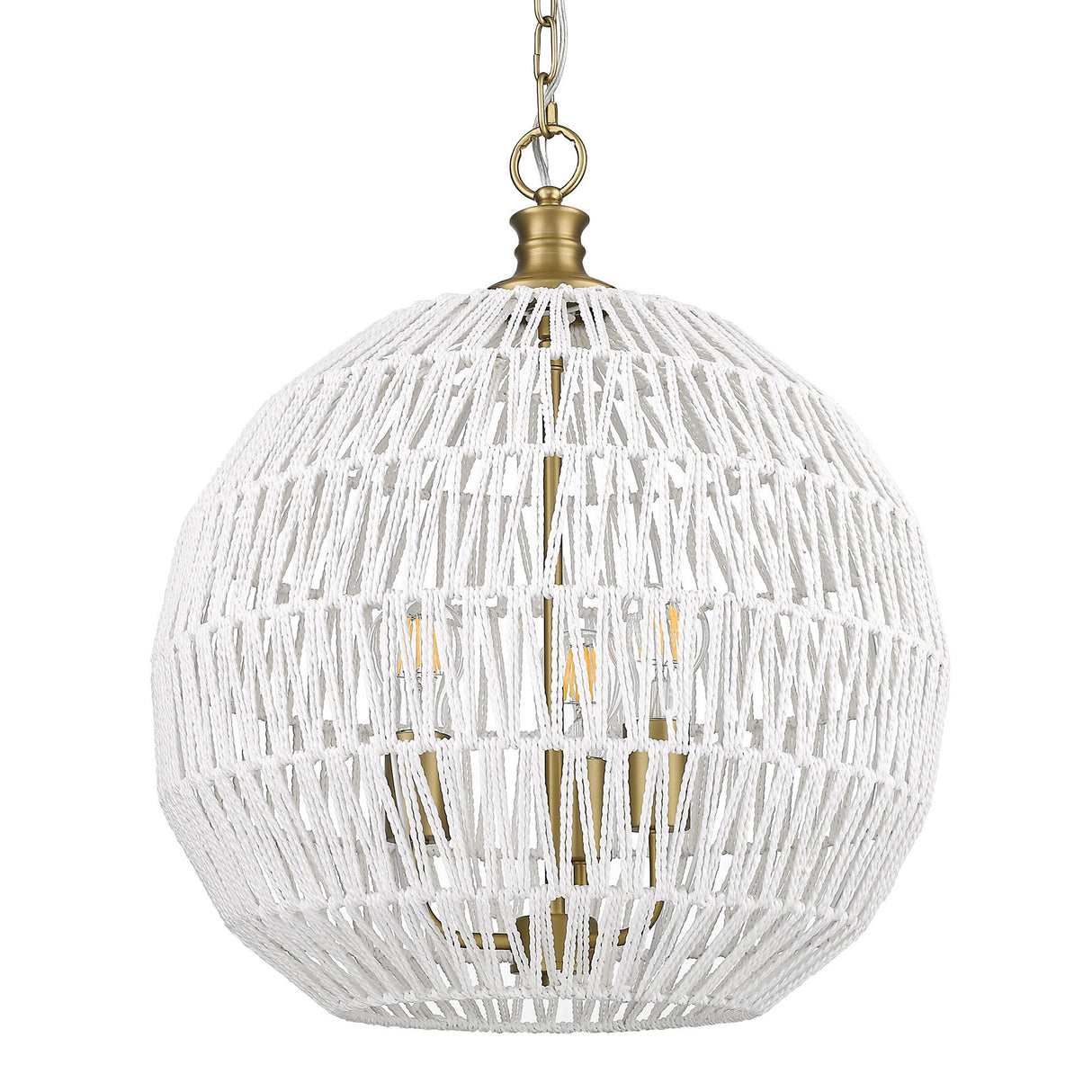 Florence 5-Light Pendant in Brushed Champagne Bronze and Bleached White Raphia Rope Shade