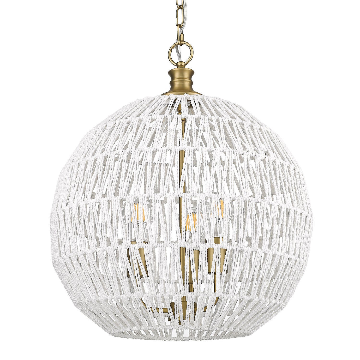 Florence 5-Light Pendant in Brushed Champagne Bronze and Bleached White Raphia Rope Shade