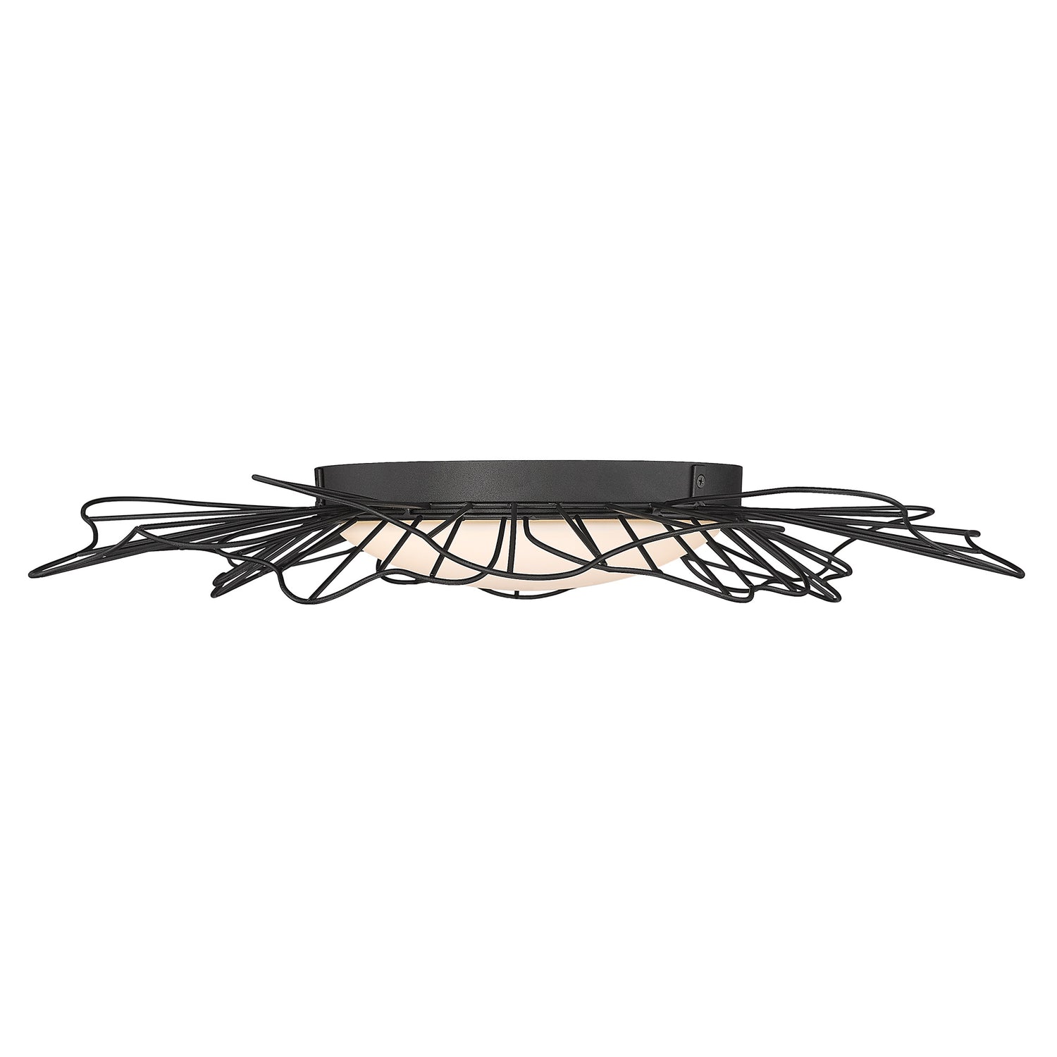 Yasmin NB Flush Mount - 24" in Natural Black with Opal Glass Shade