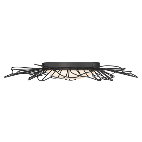 Yasmin NB Flush Mount - 24" in Natural Black with Opal Glass Shade