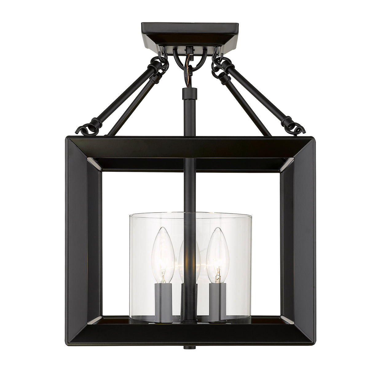 Smyth Semi-Flush in Matte Black with Clear Glass Shades