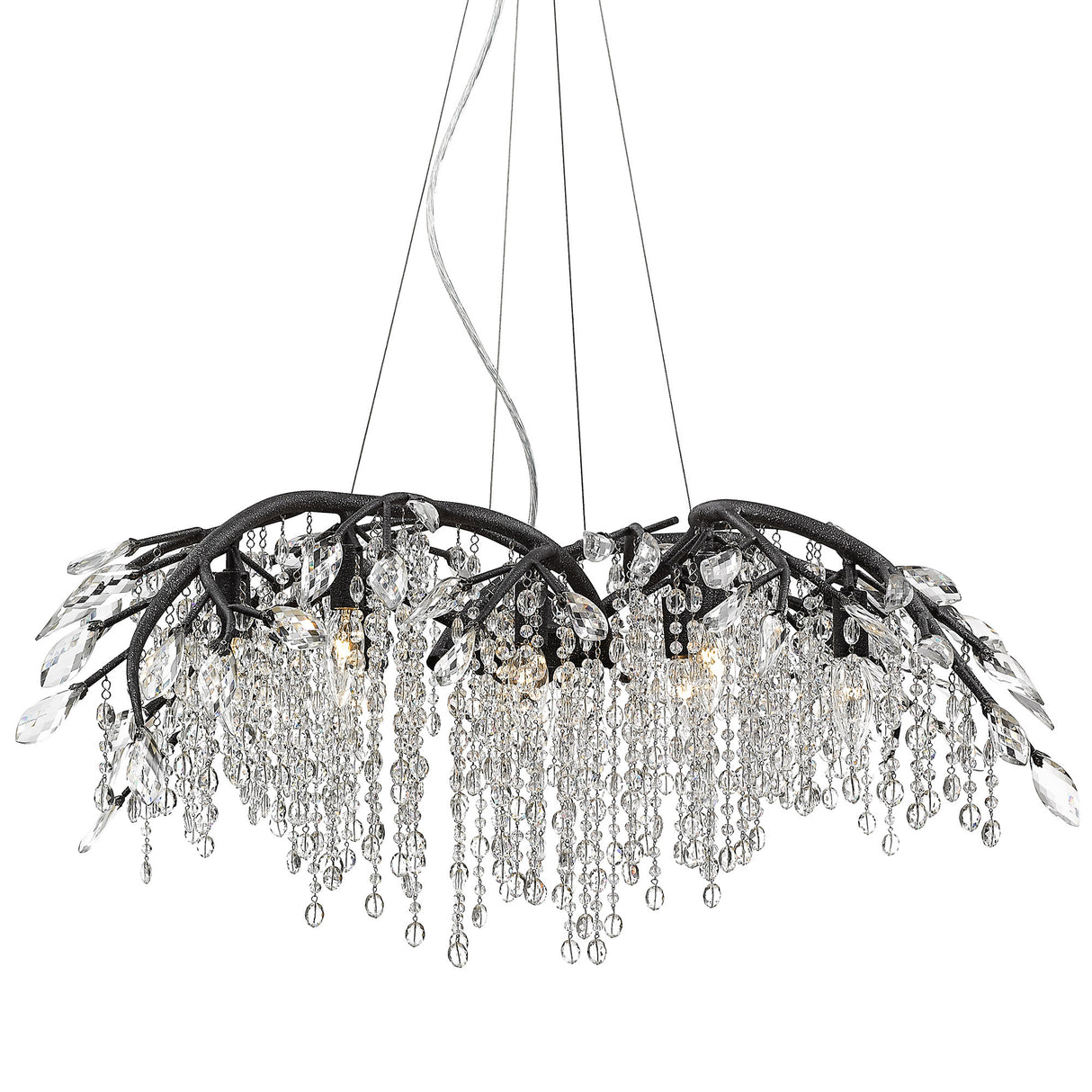 Autumn Twilight 12 Light Chandelier in Black Iron