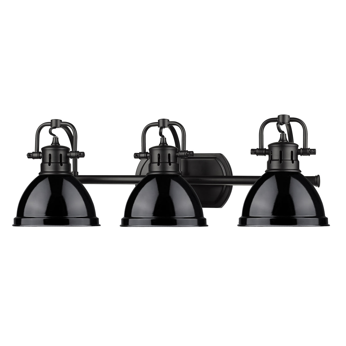 Duncan 3 Light Bath Vanity in Matte Black with a Black Shade