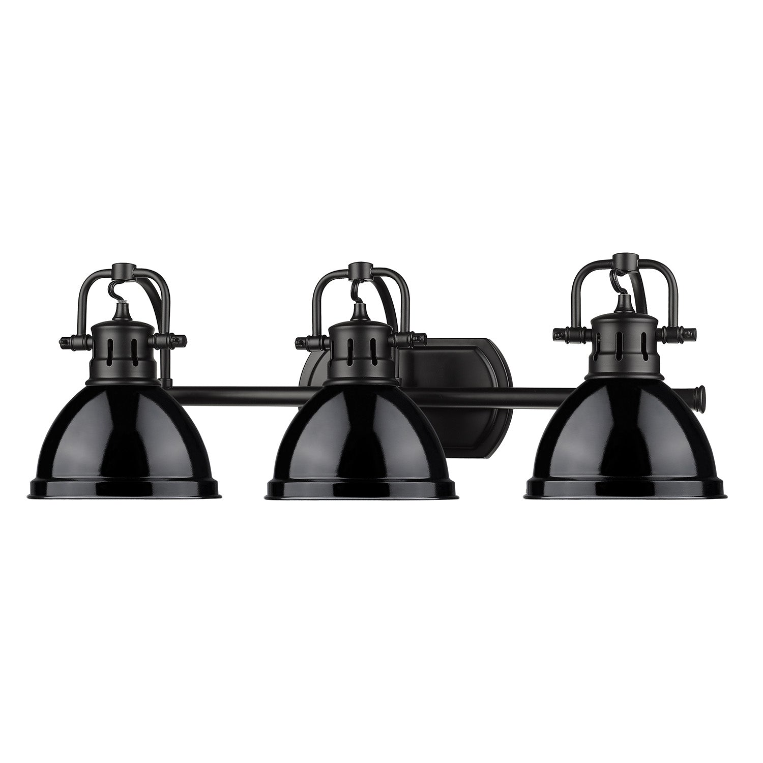 Duncan 3 Light Bath Vanity in Matte Black with a Black Shade