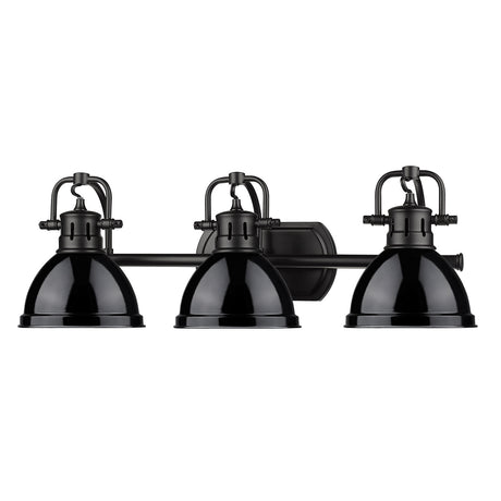 Duncan 3 Light Bath Vanity in Matte Black with a Black Shade