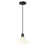 Carver BLK Small Pendant in Matte Black with Vintage Milk Glass Shade