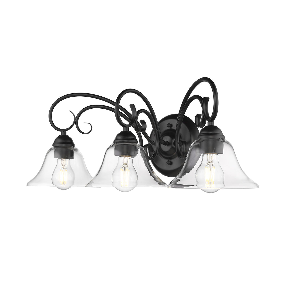 Homestead 3 Light Bath Vanity in Matte Black with Clear Glass