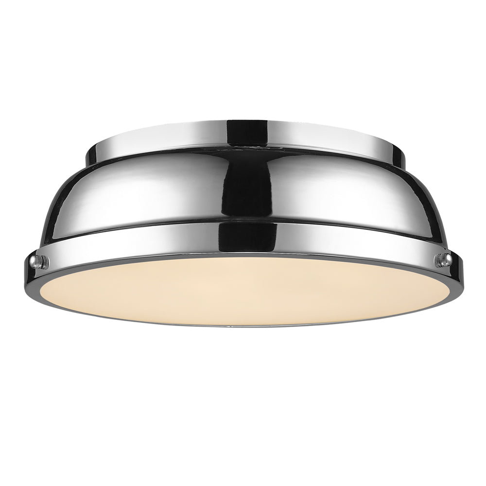 Duncan 14" Flush Mount in Chrome with a Chrome Shade