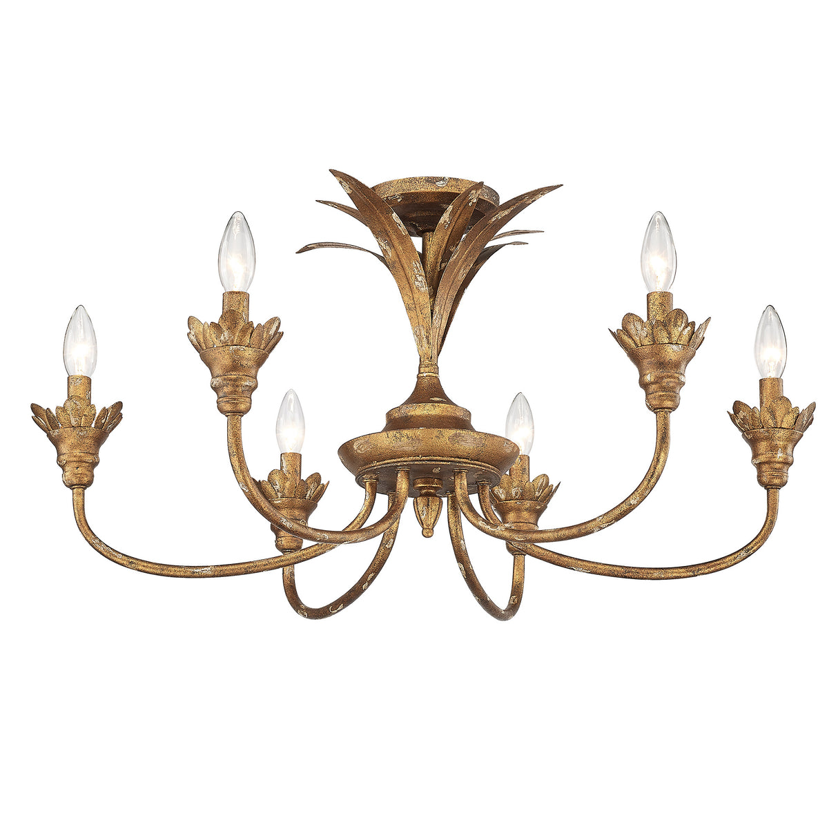 Lillianne HG 6 Light Semi-Flush in Heirloom Gold