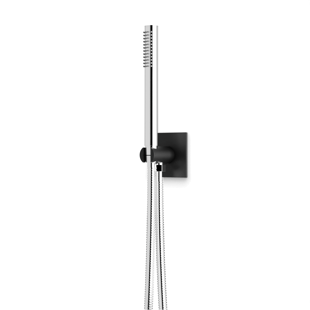 Artos Otella Flexible Hose Handshower Kit with 3.25" Escutcheon Plate Chrome / Matte Black – F902-45CHB