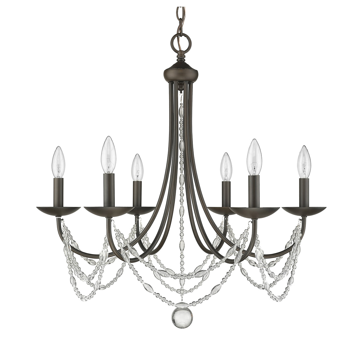 Mirabella 6 Light Chandelier in Rubbed Bronze