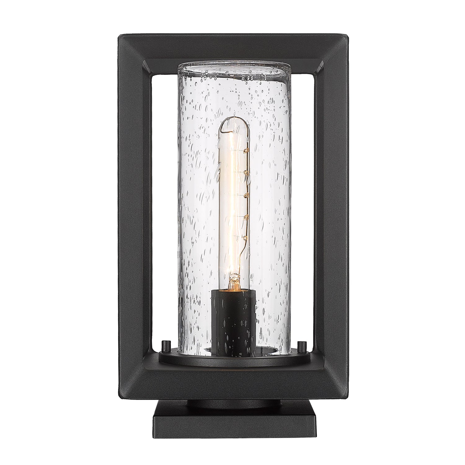Smyth NB Pier Mount - Outdoor in Natural Black with Seeded Glass Shade