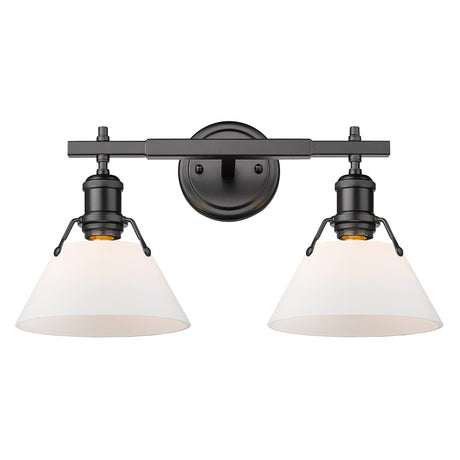 Orwell BLK 2 Light Bath Vanity in Matte Black with Opal Glass Shade