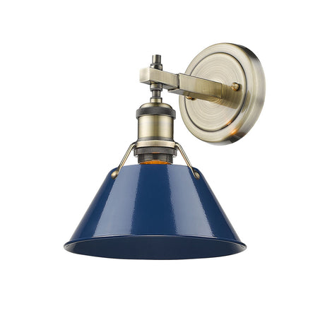 Orwell AB 1 Light Bath Vanity in Aged Brass with Navy Blue Shade