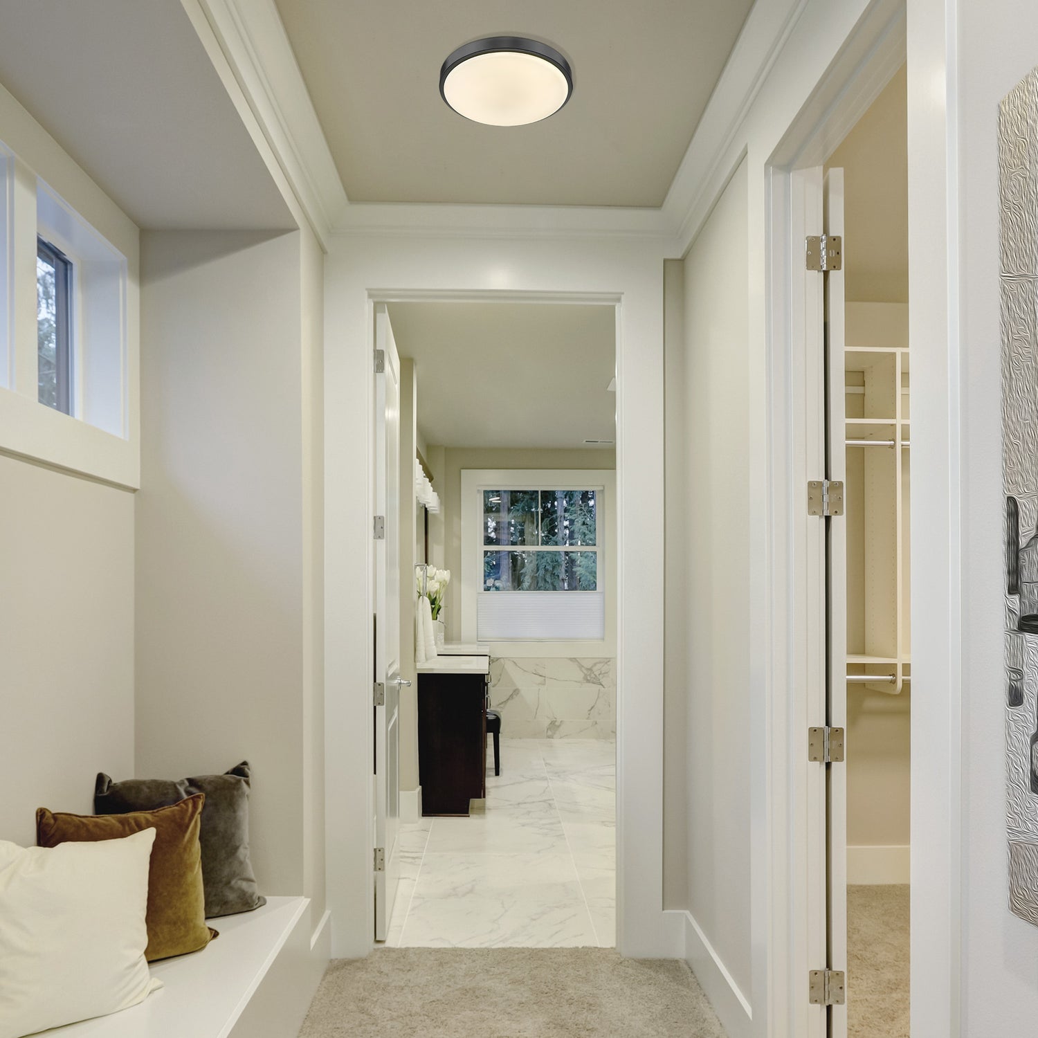 Gabi 13" Flush Mount in Matte Black with Opal Glass
