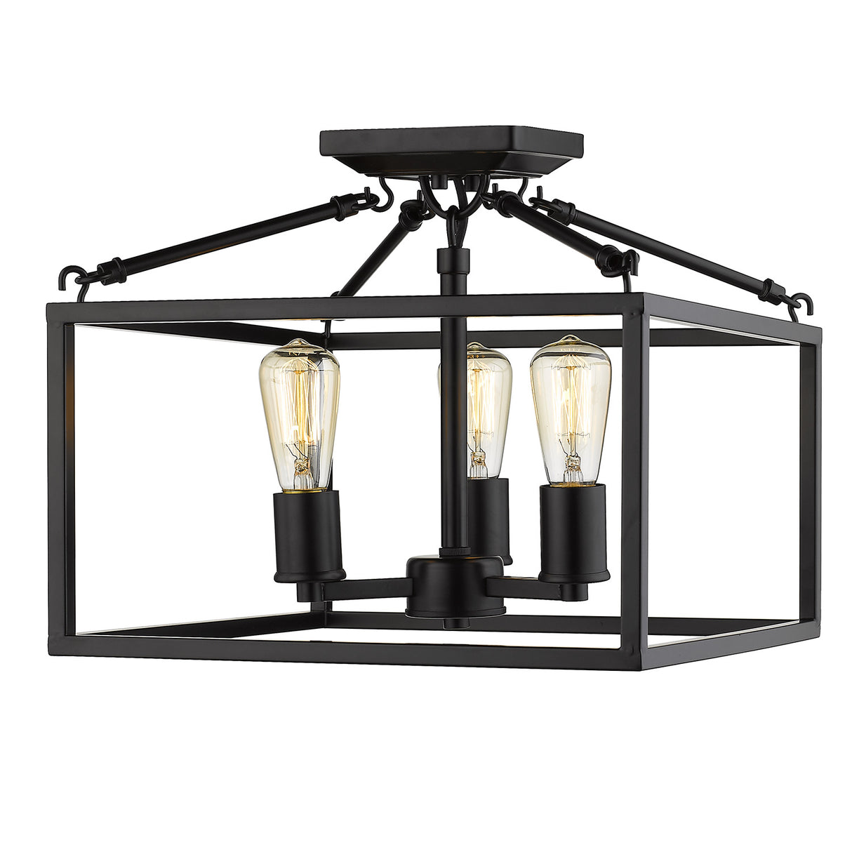 Wesson 3-Light Semi-Flush Mount in Black