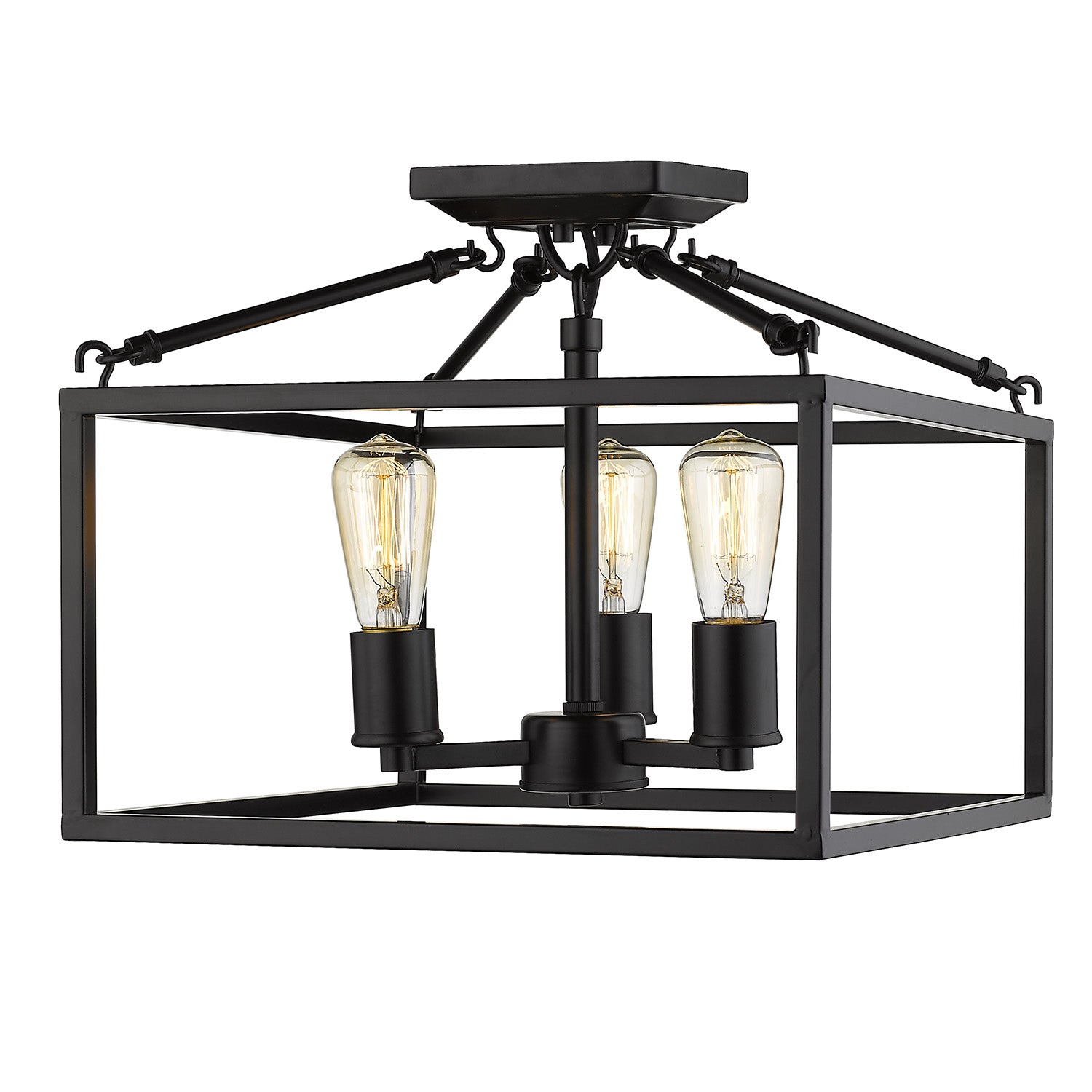 Wesson 3-Light Semi-Flush Mount in Black