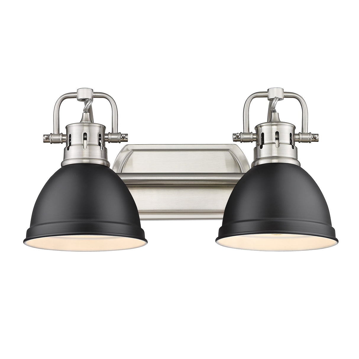 Duncan 2 Light Bath Vanity in Pewter with Matte Black Shades