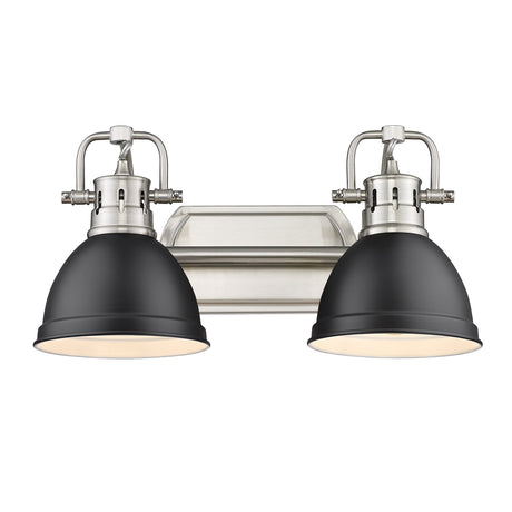 Duncan 2 Light Bath Vanity in Pewter with Matte Black Shades