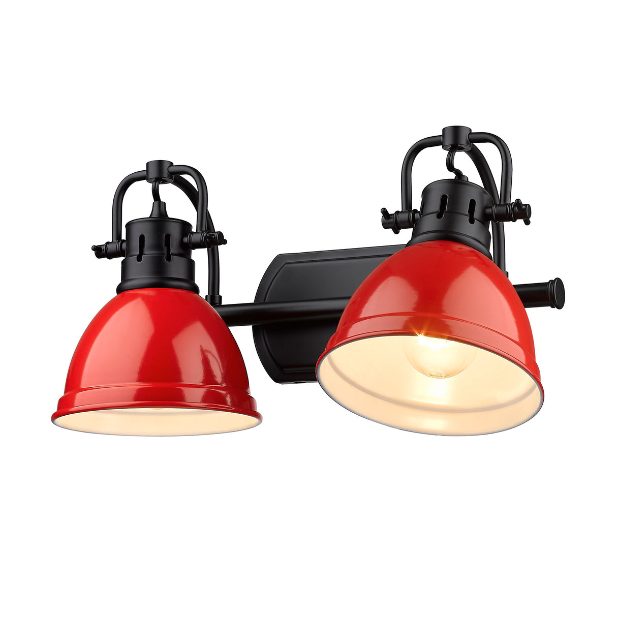 Duncan 2 Light Bath Vanity in Matte Black with Red Shades