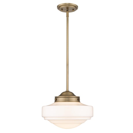 Ingalls Medium Pendant in Modern Brass and Vintage Milk Glass Shade