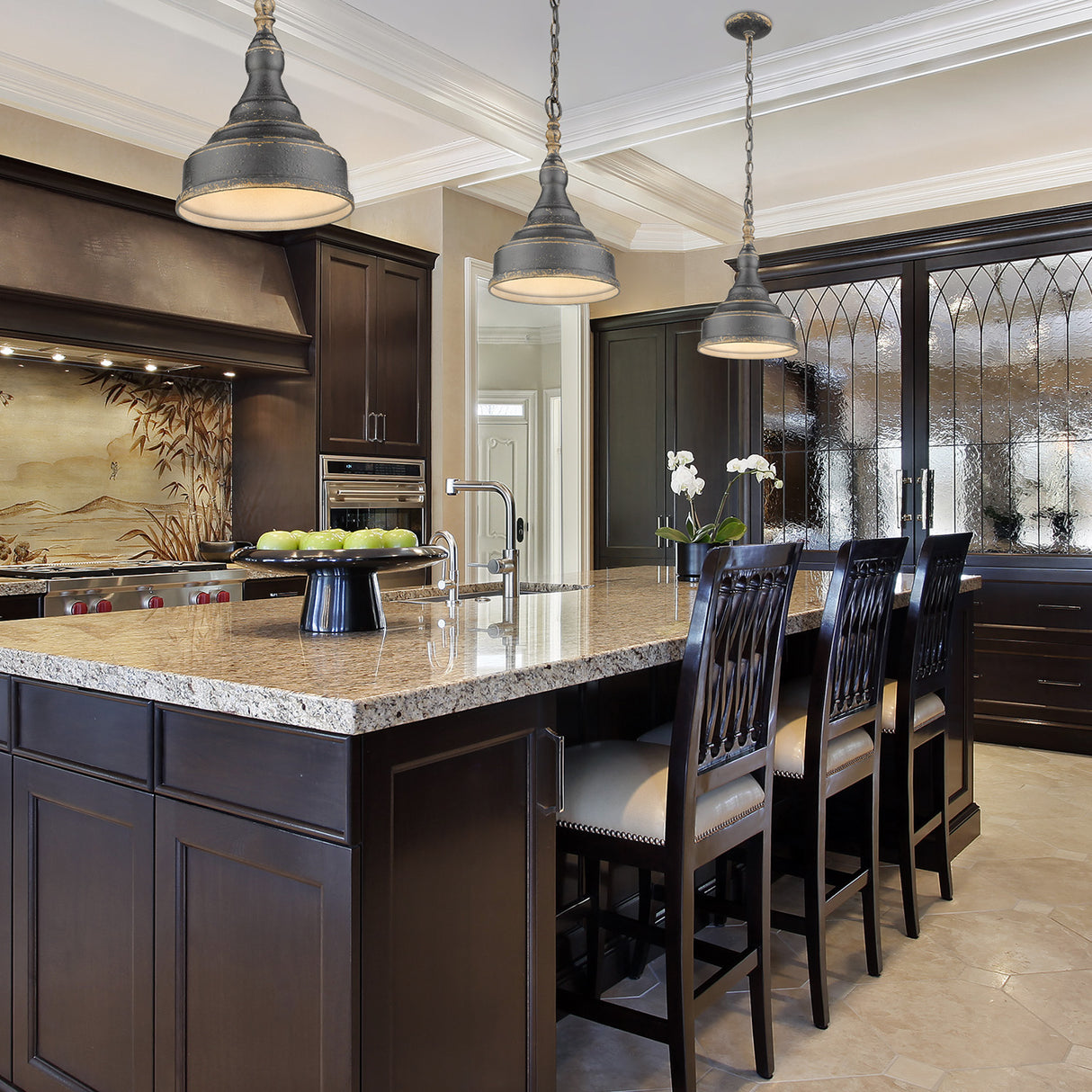 Keating 1-Light Pendant in Antique Black Iron