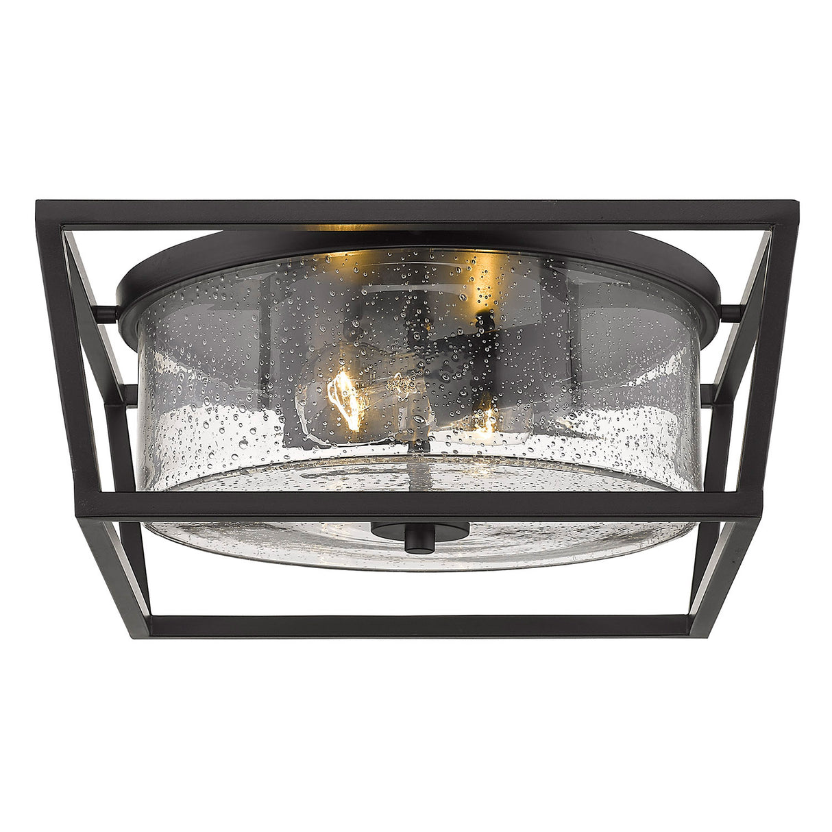 Mercer Flush Mount in Matte Black with Matte Black accents and Seeded Glass