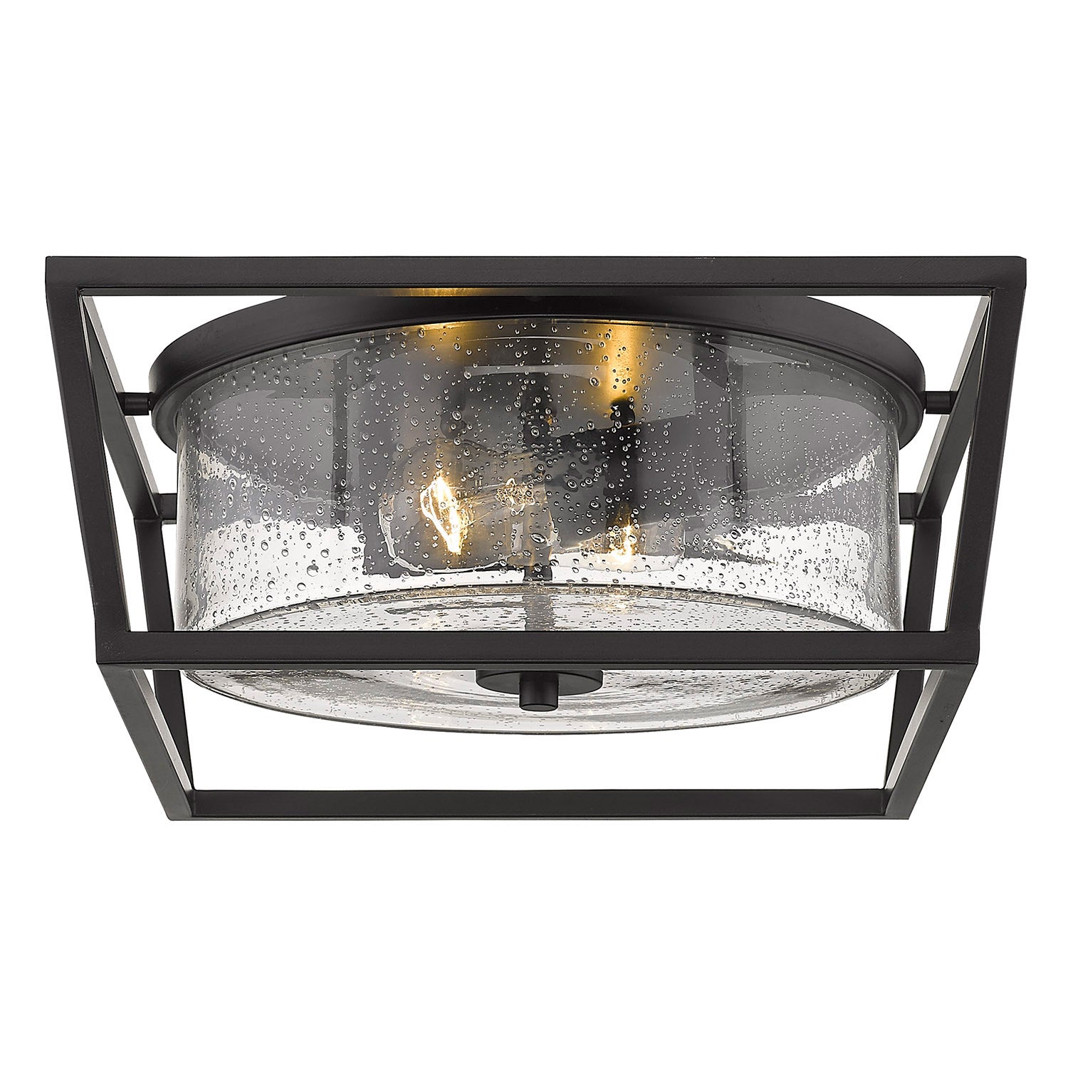 Mercer Flush Mount in Matte Black with Matte Black accents and Seeded Glass