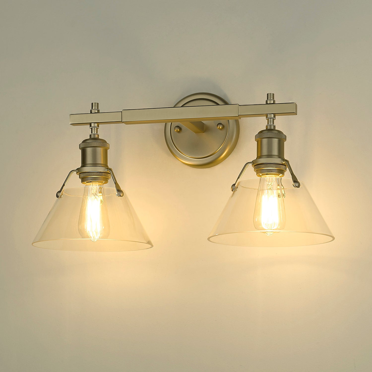 Orwell BLK 2 Light Bath Vanity in Brushed Champagne Bronze with Clear Glass Shade