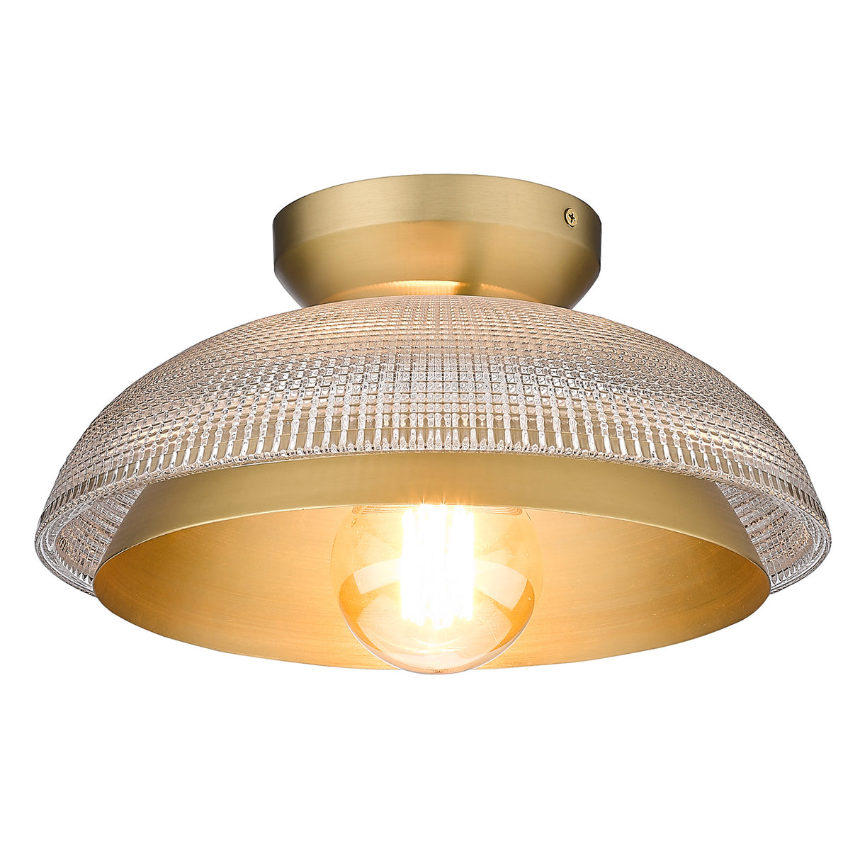 Crawford Flush Mount in Brushed Champagne Bronze with Retro Prism Glass Shade