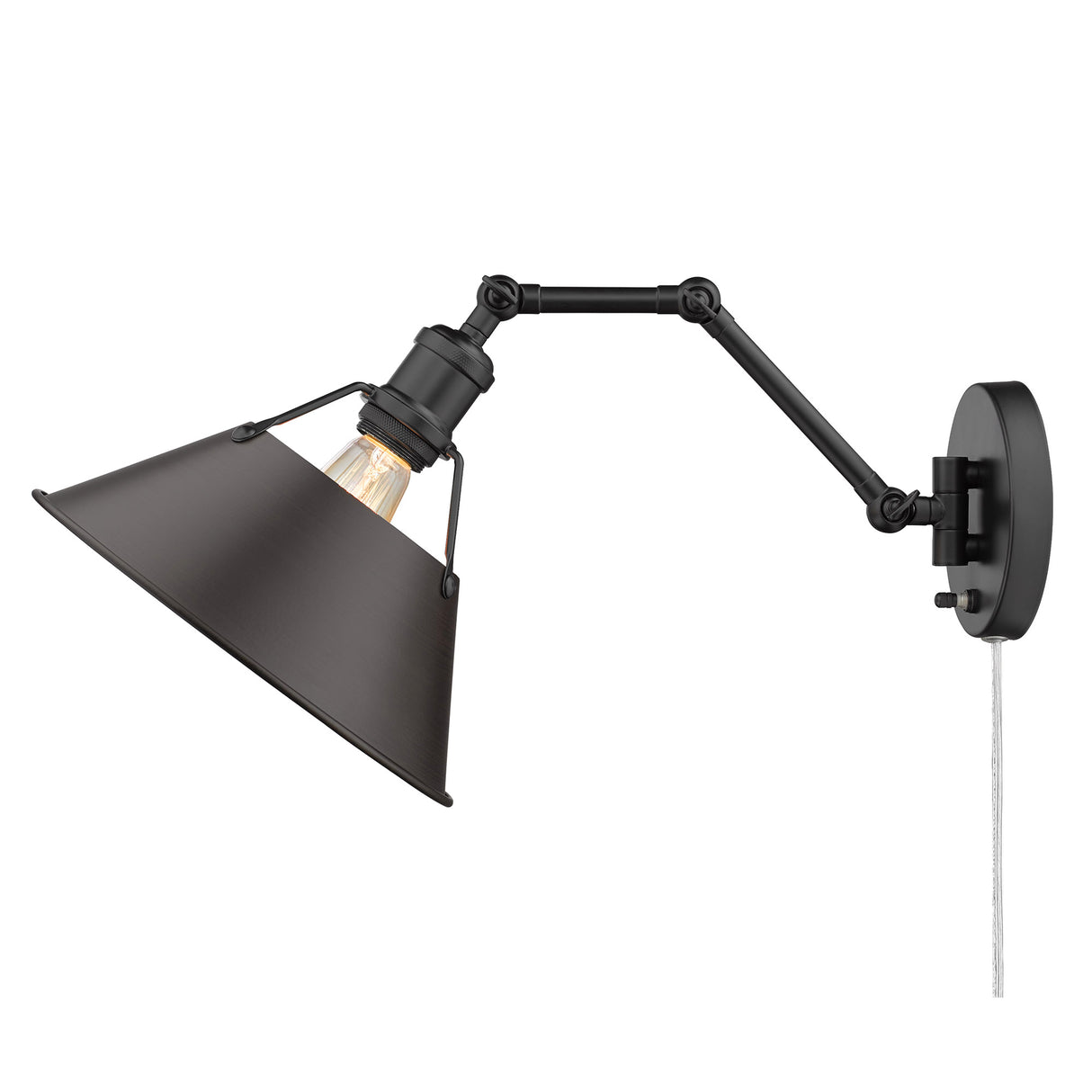 Orwell BLK Articulating 1 Light Wall Sconce with Rubbed Bronze Shade