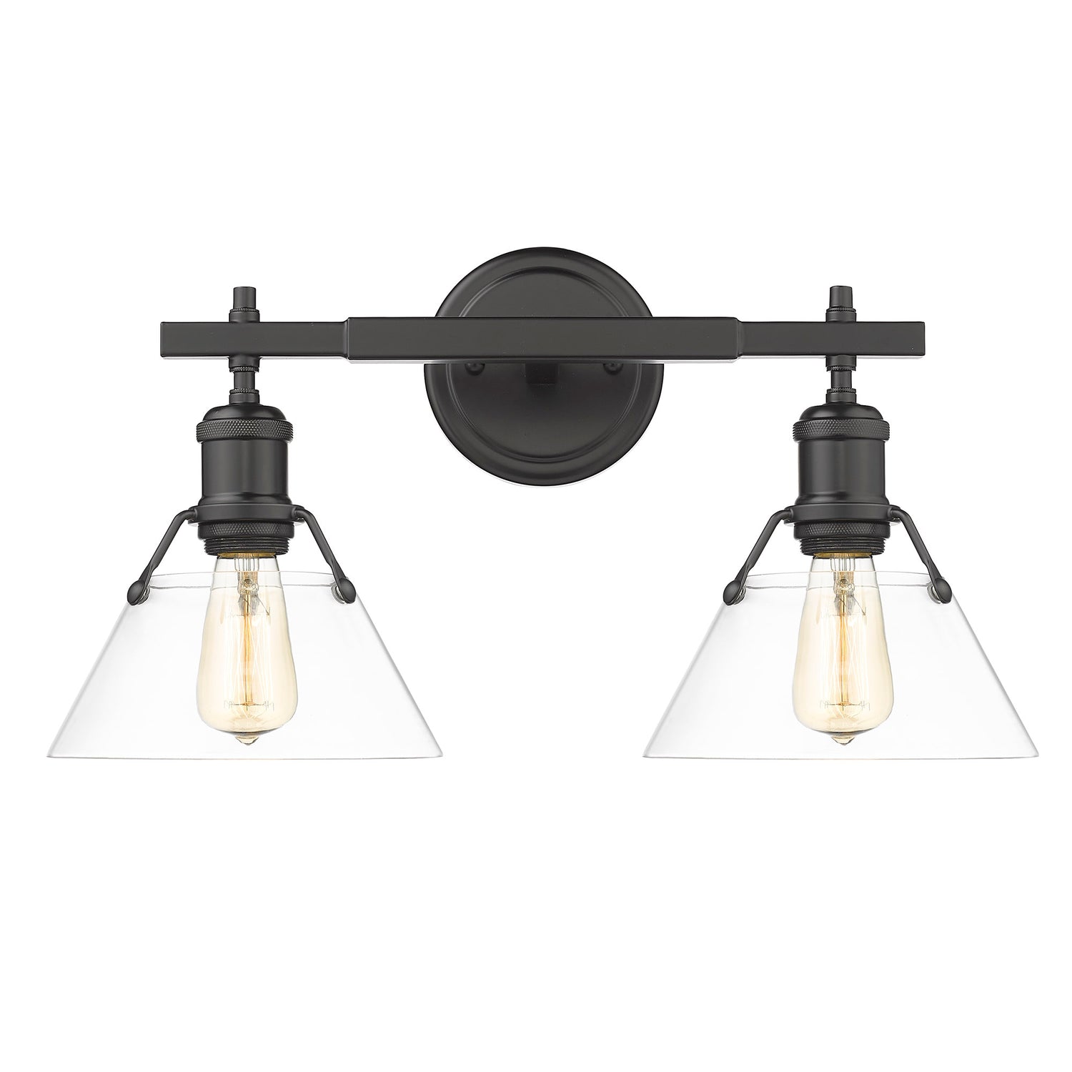 Orwell BLK 2 Light Bath Vanity in Matte Black with Clear Glass Shade