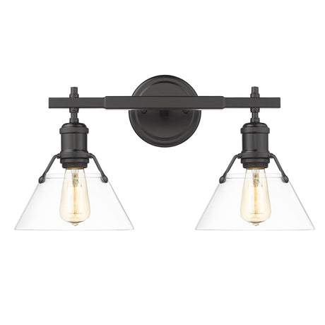 Orwell BLK 2 Light Bath Vanity in Matte Black with Clear Glass Shade
